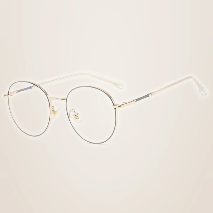 Hotony Unisex Full Rim Round Alloy Eyeglasses 61099 - BLACK ROSE GOLD