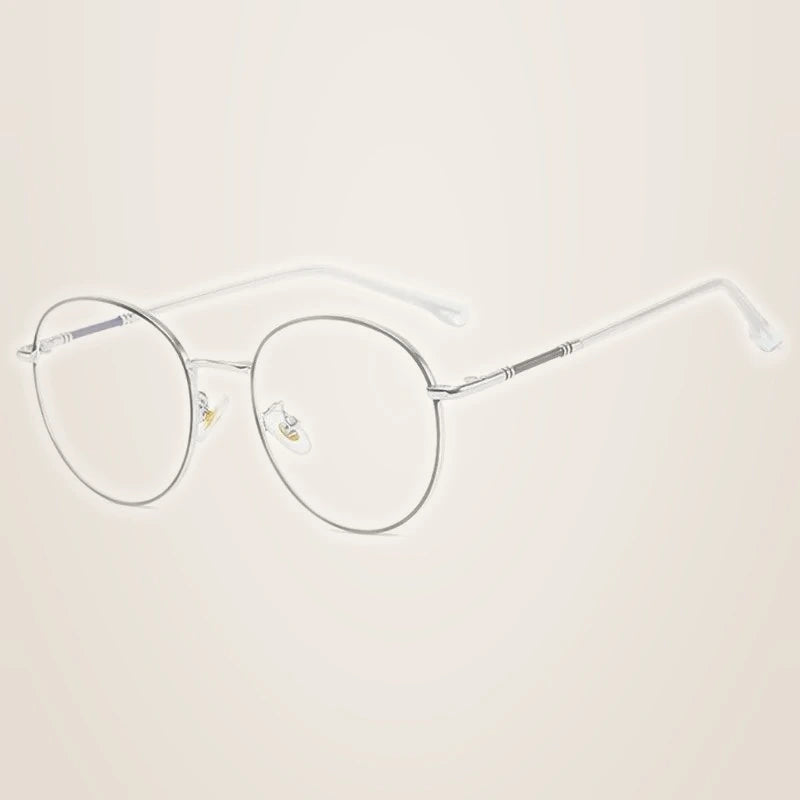 Hotony Unisex Full Rim Round Alloy Eyeglasses 61099 - BLACK SILVER
