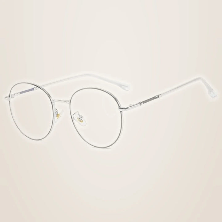 Hotony Unisex Full Rim Round Alloy Eyeglasses 61099 - BLACK SILVER