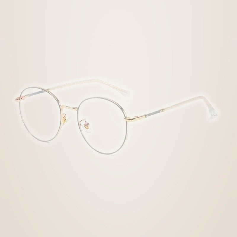 Hotony Unisex Full Rim Round Alloy Eyeglasses 61099 - GREY ROSE GOLD