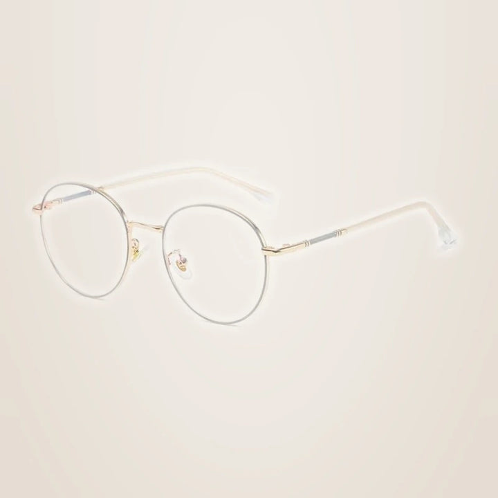 Hotony Unisex Full Rim Round Alloy Eyeglasses 61099 - GREY ROSE GOLD