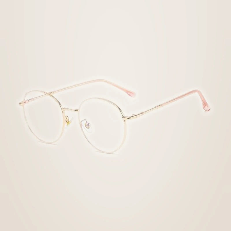 Hotony Unisex Full Rim Round Alloy Eyeglasses 61099 - ROSE GOLD