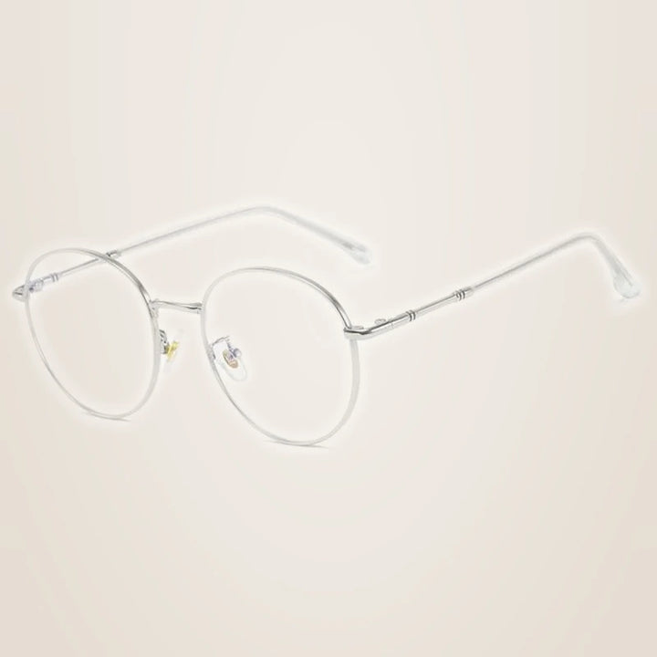 Hotony Unisex Full Rim Round Alloy Eyeglasses 61099 - Silver