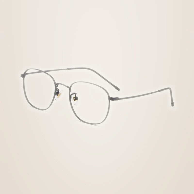 Hotony Unisex Full Rim Round Beta Titanium Prescription Eyeglasses 8822X - black