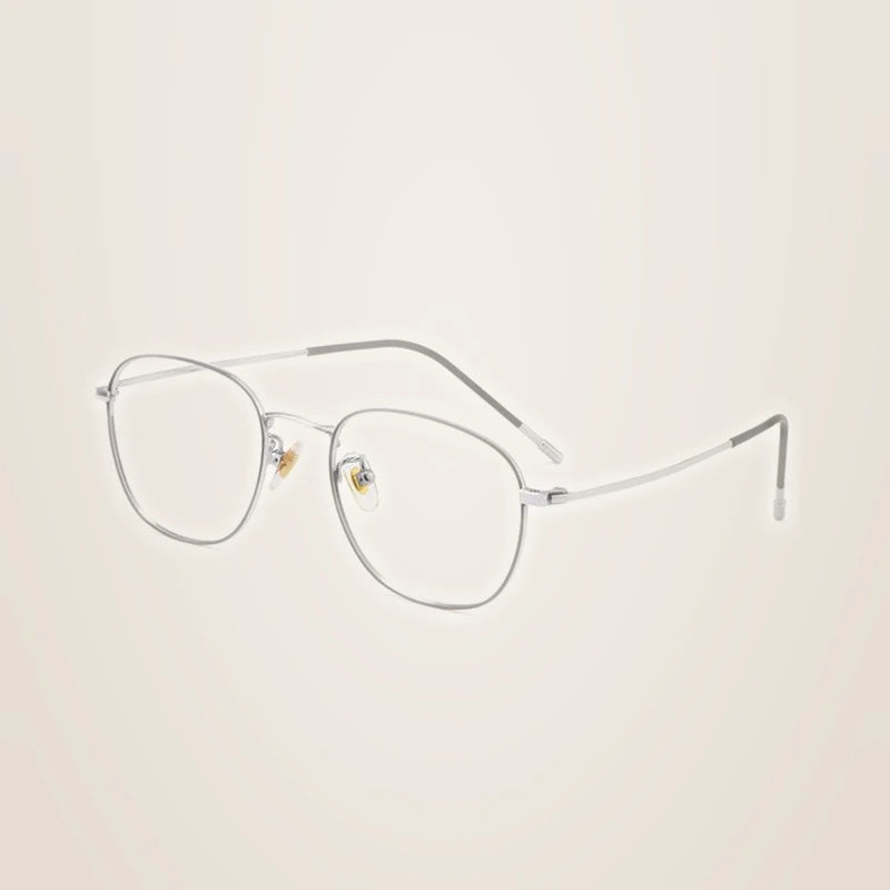 Hotony Unisex Full Rim Round Beta Titanium Prescription Eyeglasses 8822X - Black Silver
