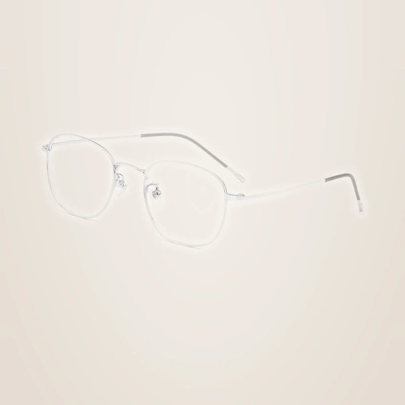 Hotony Unisex Full Rim Round Beta Titanium Prescription Eyeglasses 8822X - Silver