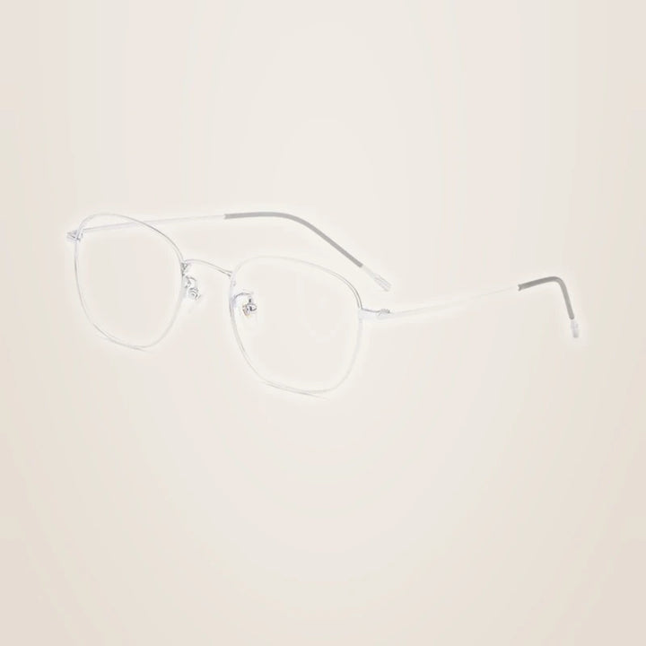 Hotony Unisex Full Rim Round Beta Titanium Prescription Eyeglasses 8822X - Silver