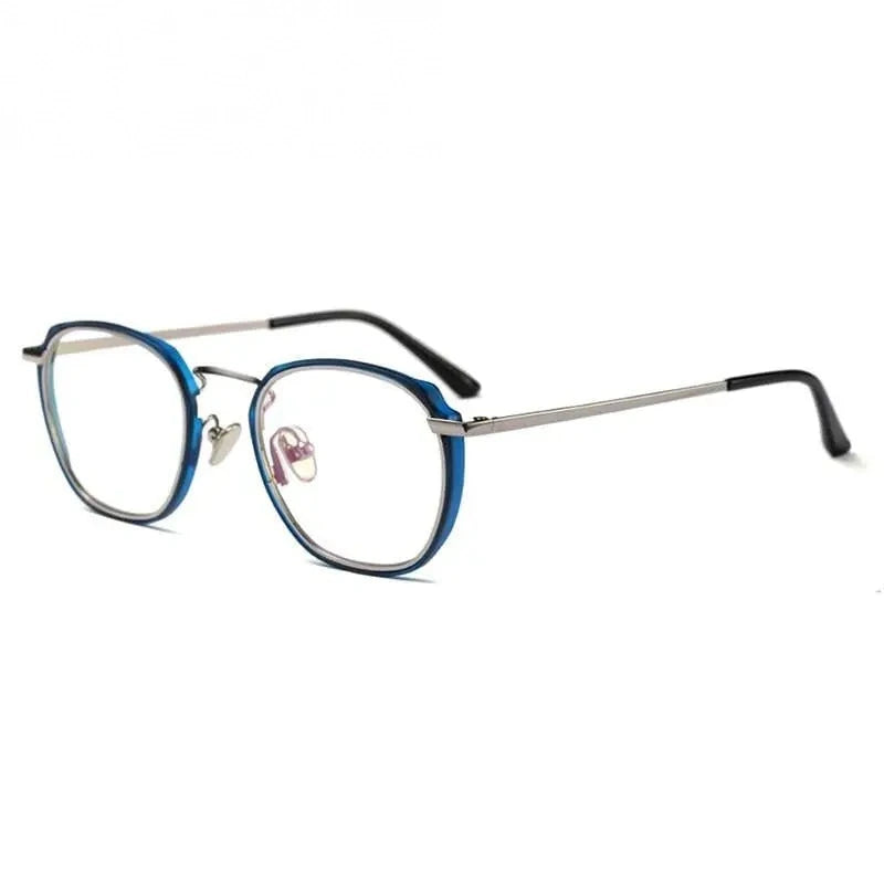 Hotony Unisex Full Rim Round Square Acetate Eyeglasses 1718063 - Blue