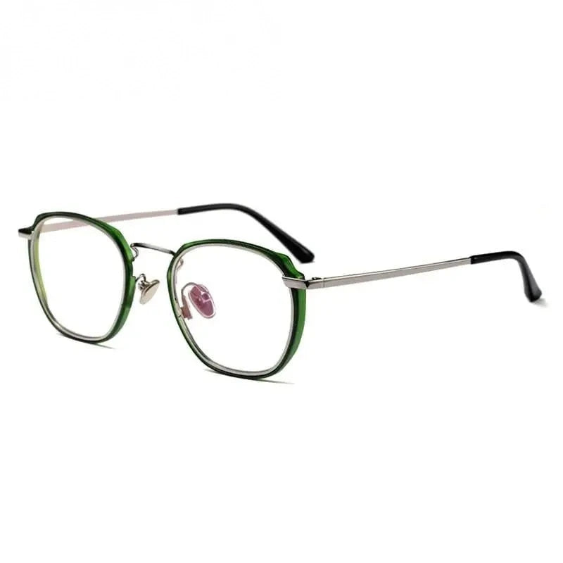 Hotony Unisex Full Rim Round Square Acetate Eyeglasses 1718063 - Green