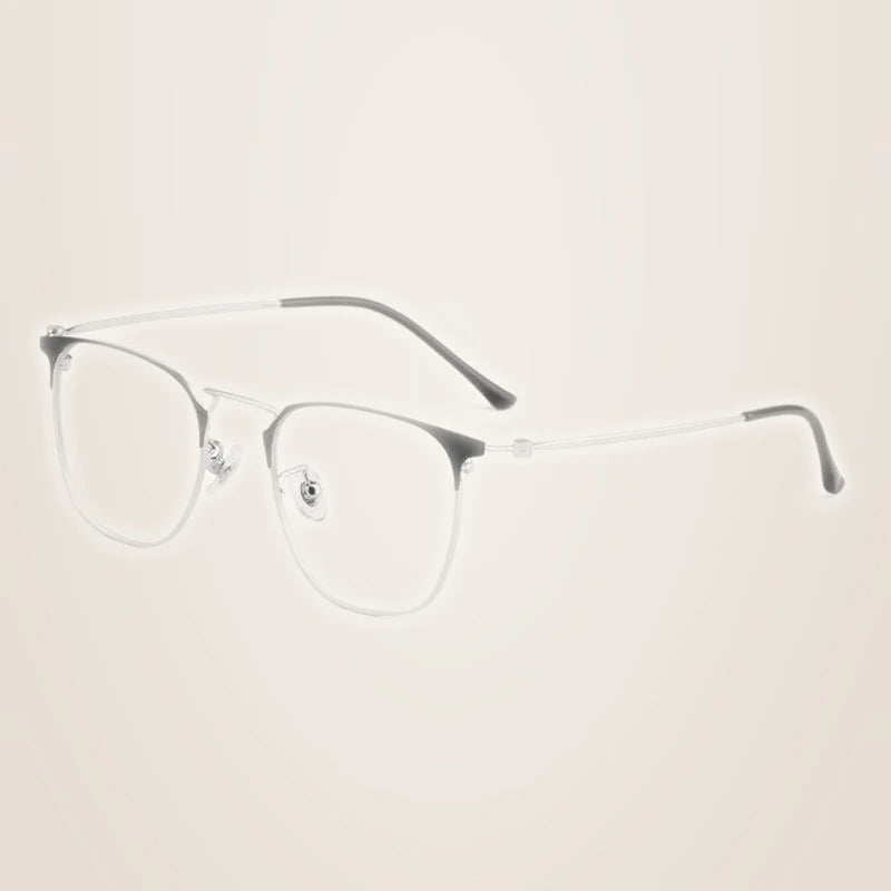 Hotony Unisex Full Rim Round Square Alloy Frame Eyeglasses 88006 - Silver