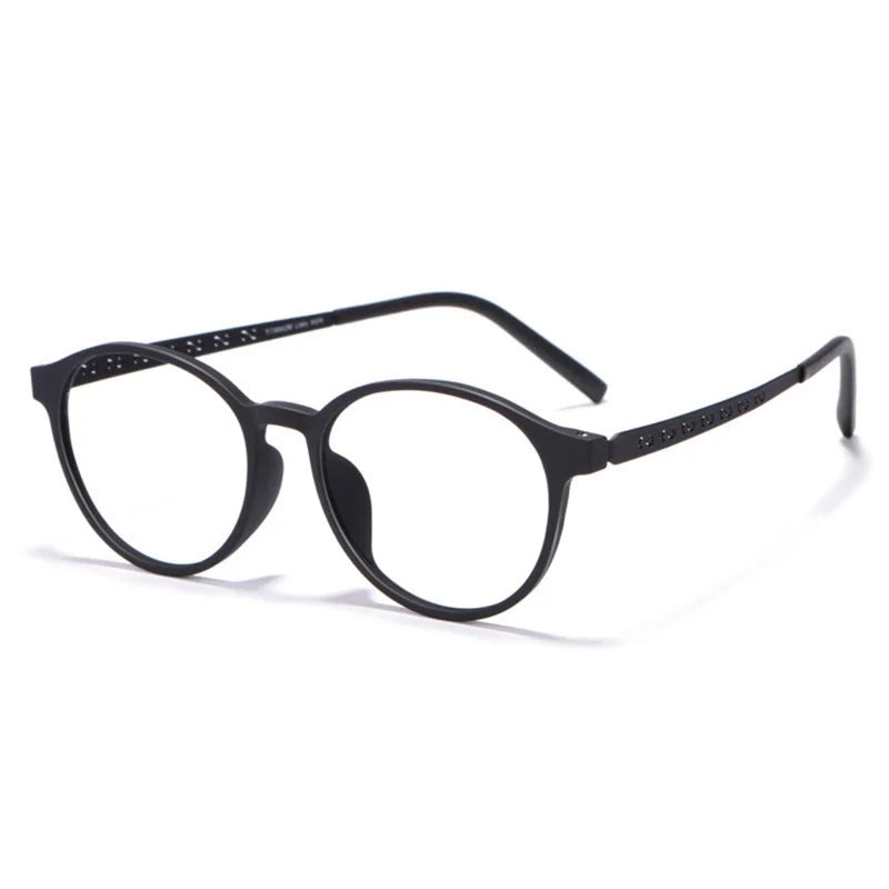 Hotony Unisex Full Rim Round Titanium Prescription Eyeglasses 8868 - black