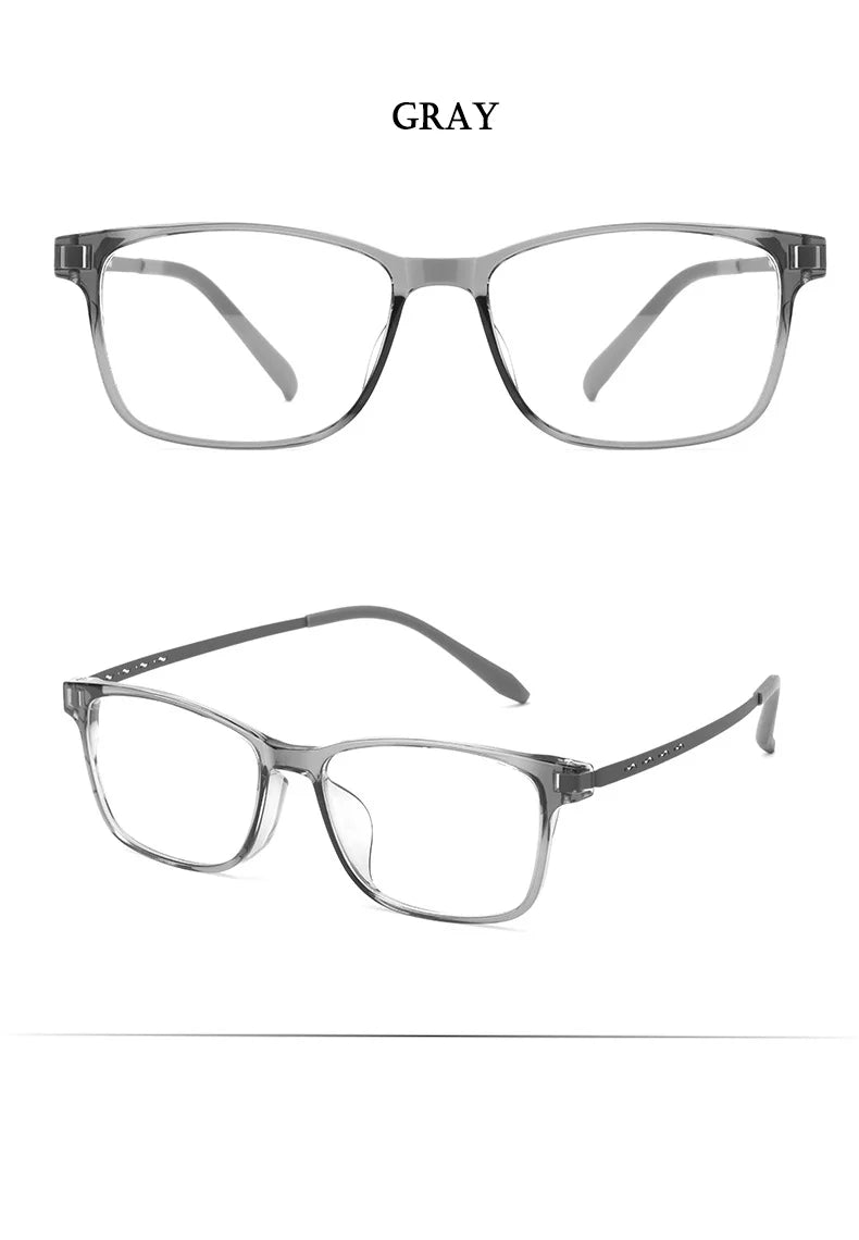 Hotony Unisex Full Rim Square Tr 90 Alloy Eyeglasses 99103T - gray