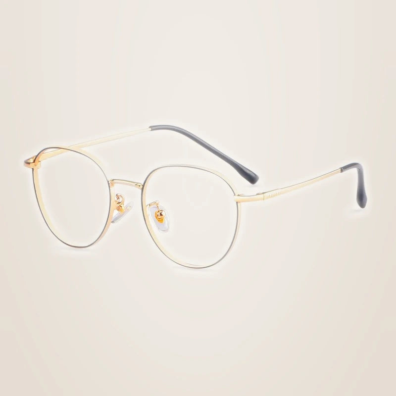 Hotony Unisex Full Rim Titanium Prescription Eyeglasses 80047 - Black Gold