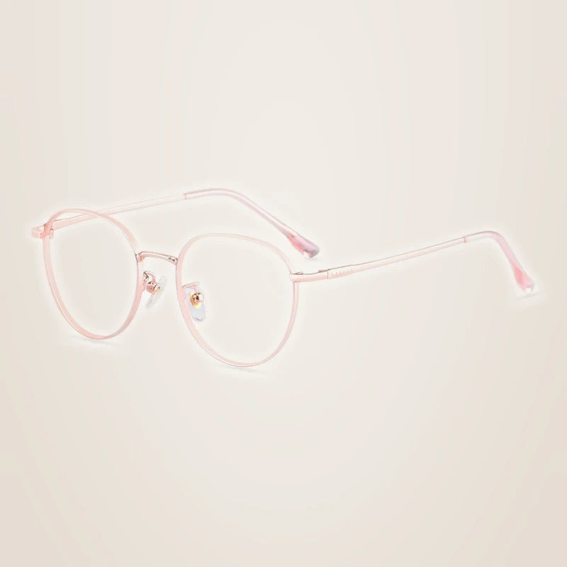 Hotony Unisex Full Rim Titanium Prescription Eyeglasses 80047 - Rose Gold