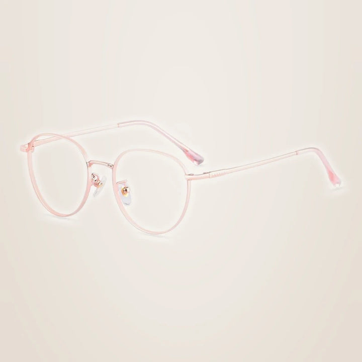 Hotony Unisex Full Rim Titanium Prescription Eyeglasses 80047 - Rose Gold