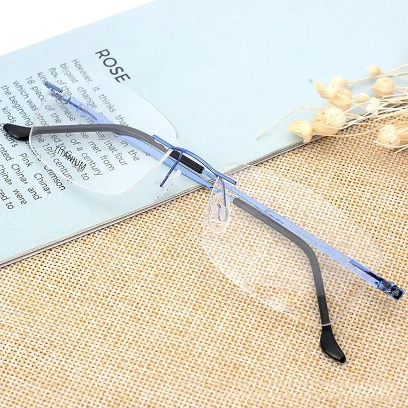 Hotony Unisex Rimless Alloy Frame Rectangle Lens Eyeglasses Rw004 - red