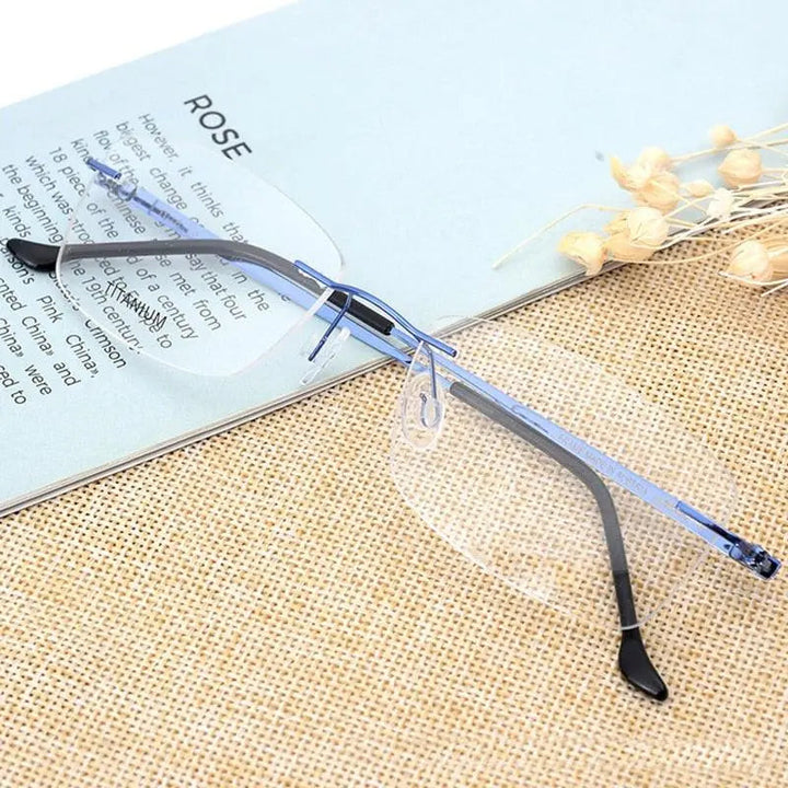 Hotony Unisex Rimless Alloy Frame Rectangle Lens Eyeglasses Rw004 - red