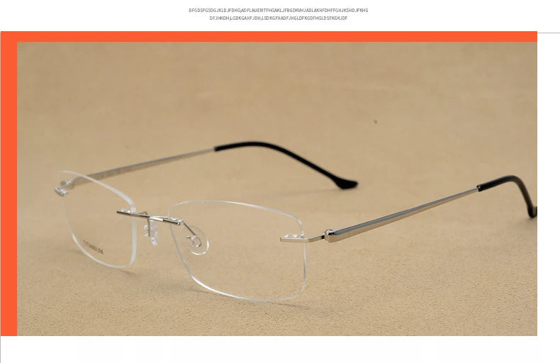Hotony Unisex Rimless Alloy Frame Rectangle Lens Eyeglasses Rw004 - silver