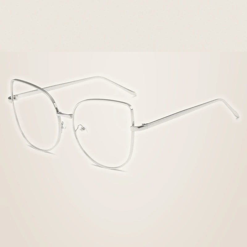Hotony Women's Full Rim Alloy Cat Eye Frame Eyeglasses 3449 - Silver