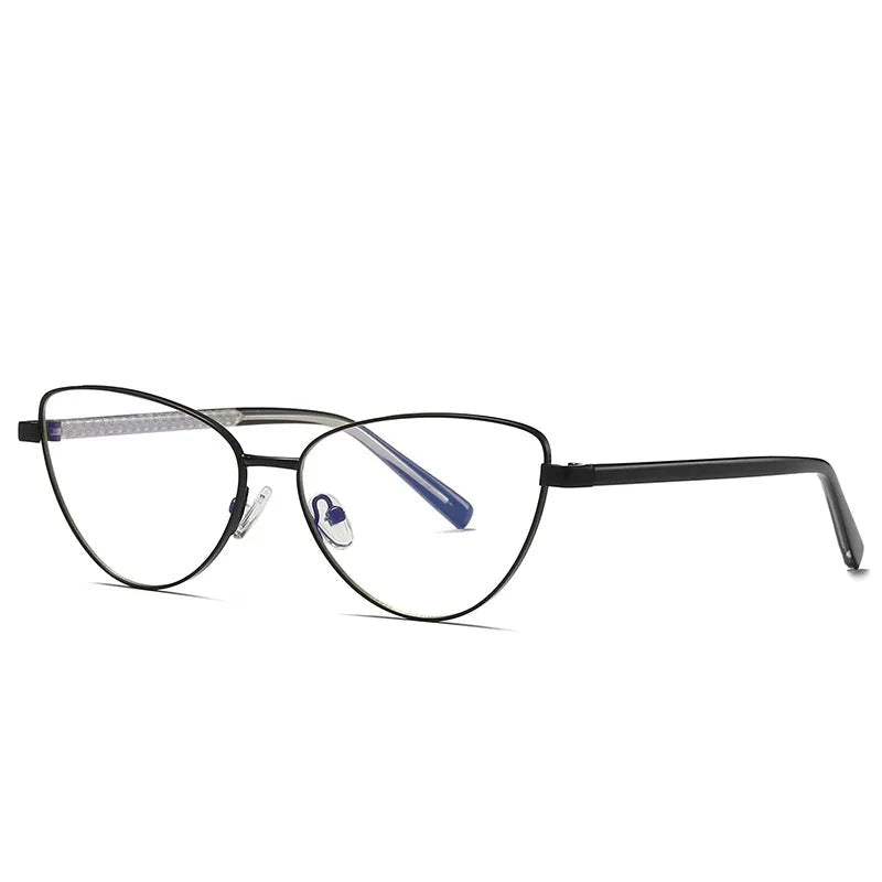 Hotony Women's Full Rim Cat Eye Metal Prescription Eyeglasses 3006 - Black
