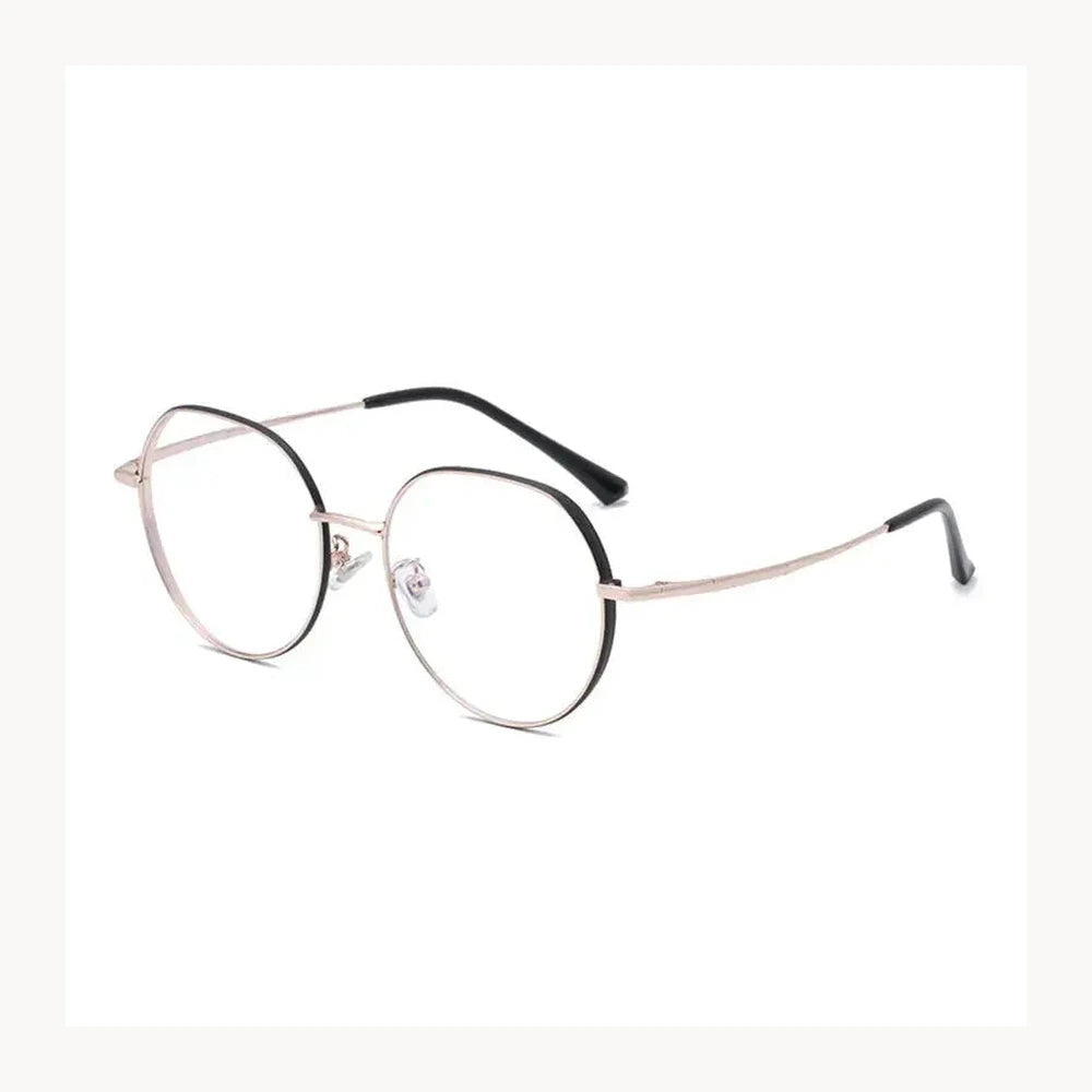 Hotony Women's Full Rim Flat Top Round Titanium Eyeglasses 471122 - Silver