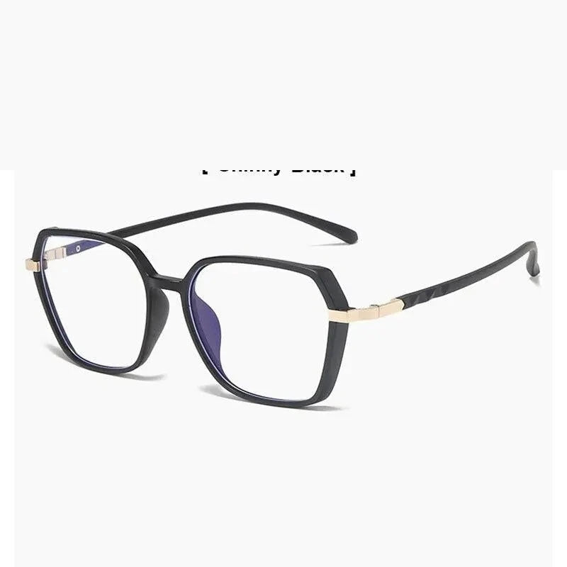 Hotony Women's Full Rim Geometric Acetate Frame Eyeglasses 1530 - Shinny Black