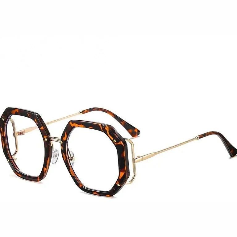 Hotony Women's Full Rim Polygonal Round TR 90 Resin Alloy Frame Eyeglasses 95243 - C2