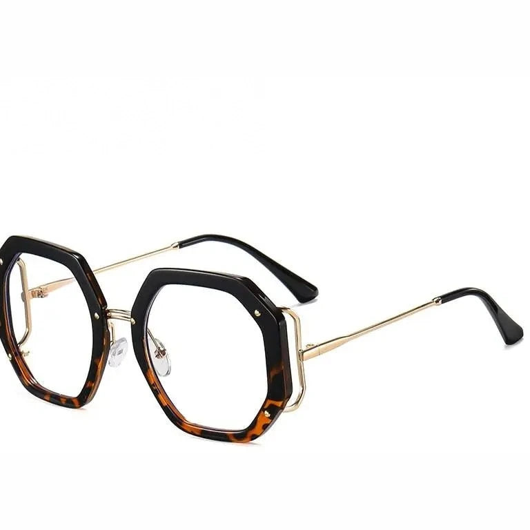 Hotony Women's Full Rim Polygonal Round TR 90 Resin Alloy Frame Eyeglasses 95243 - C3