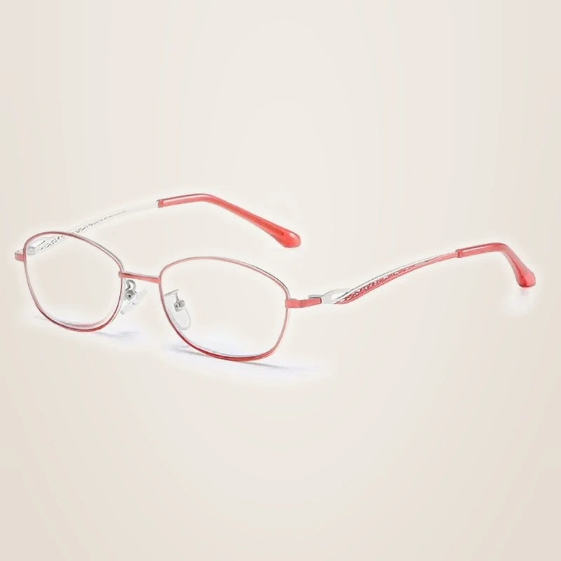 Hotony Women's Full Rim Rectangular Alloy Frame Presbyopic Reading Glasses 9002 - +100 / Red