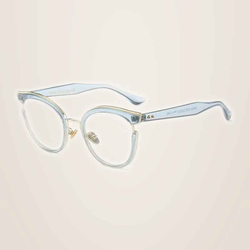 Hotony Women's Full Rim Round Cat Eye Acetate Frame Eyeglasses 97551 - Blue