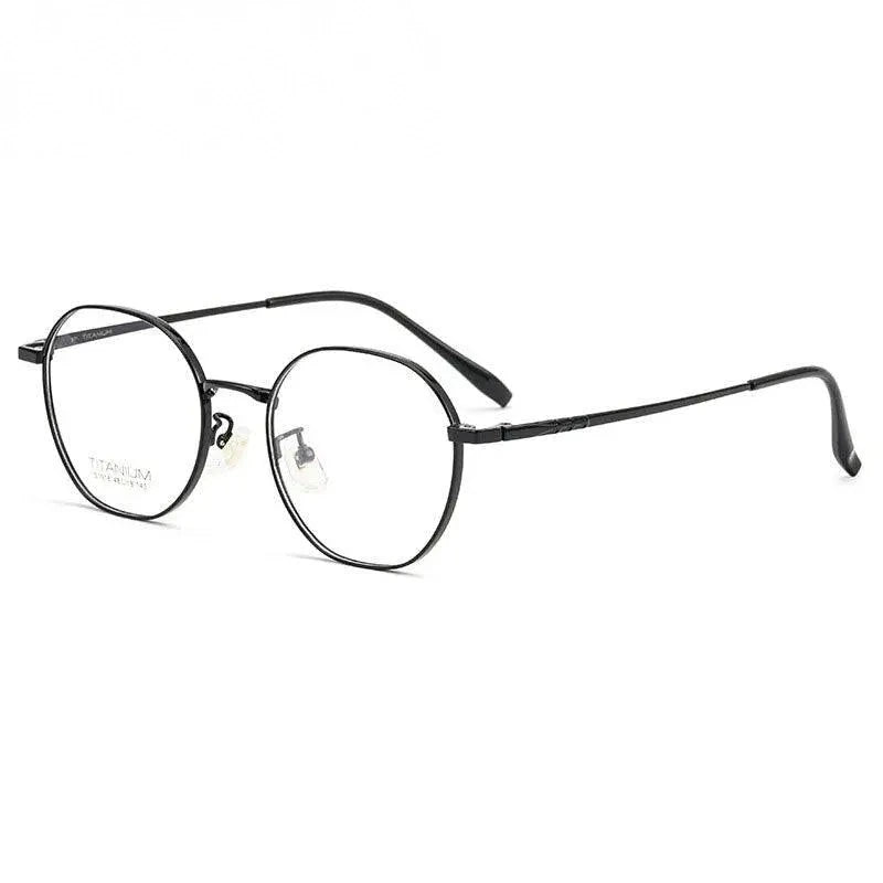 Hotony Women's Full Rim Round Titanium Frame Eyeglasses S1918 - black