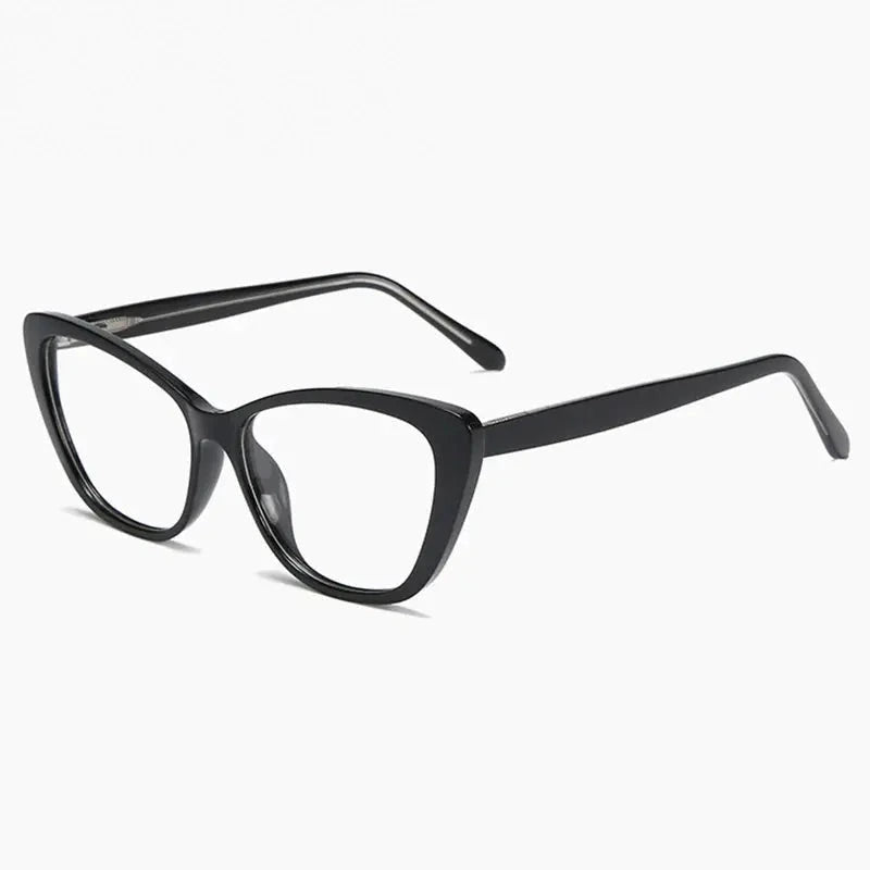 Hotony Women's Full Rim Square Cat Eye Pc Alloy Eyeglasses 72004 - Shinny Black