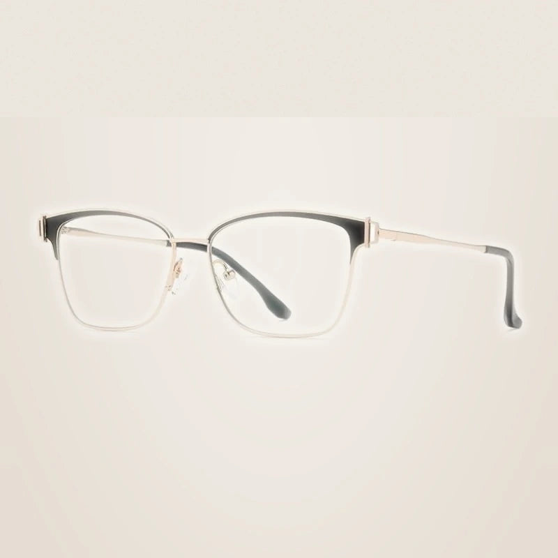 Hotony Women's Full Rim Square Tr 90 Alloy Eyeglasses Js8612 - BLACK-GOLD