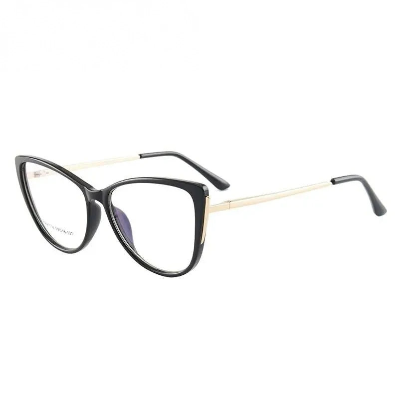 Hotony Women's Full Rim TR 90 Resin Cat Eye Frame Eyeglasses 7016 - black
