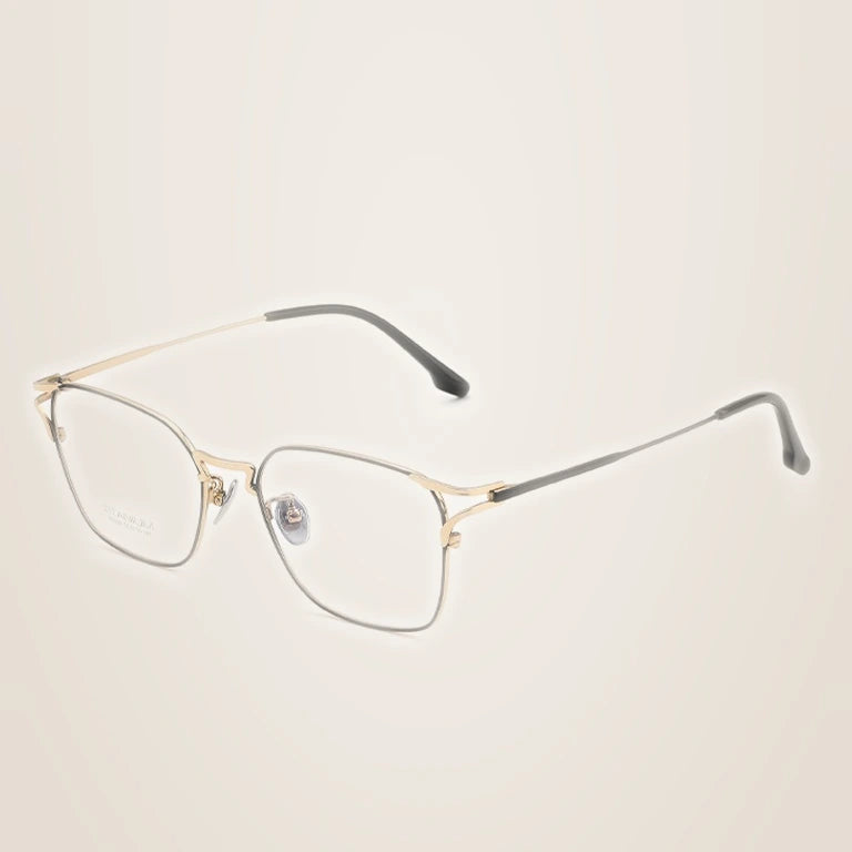 Kansept Men's Full Rim Polygon Square Titanium Reading Glasses 40038 - Y0038 BLACK GOLD / CHINA / -350