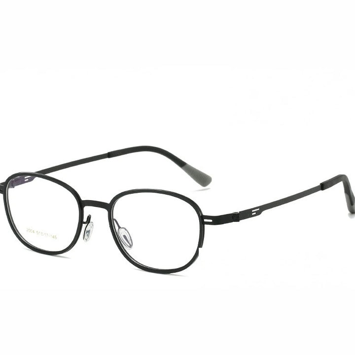 Kansept Unisex Full Rim Oval Round Steel Reading Glasses 72004 - 2004-BLACK / -400