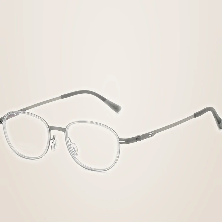 Kansept Unisex Full Rim Oval Round Steel Reading Glasses 72004 - 2004--CRYSTAL GREY / +400