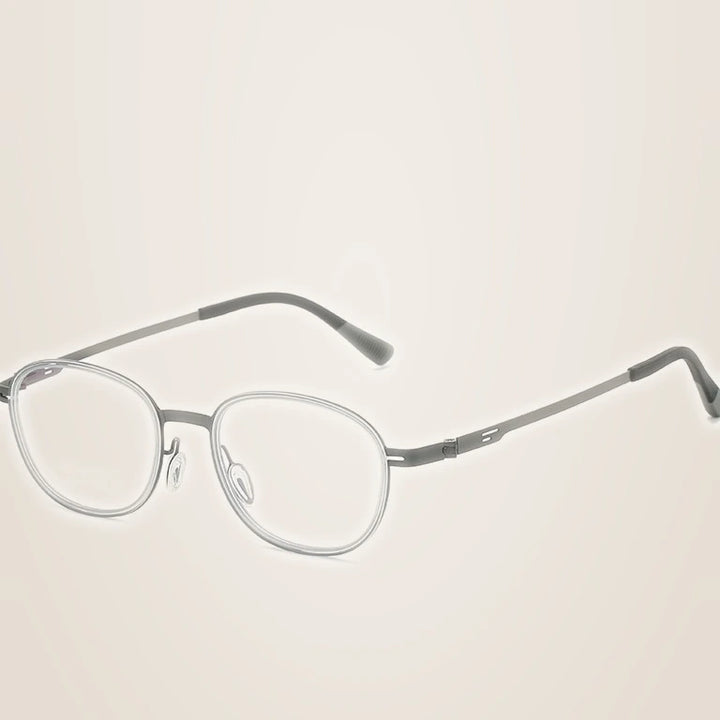Kansept Unisex Full Rim Oval Round Steel Reading Glasses 72004 - 2004--CRYSTAL GREY / +400