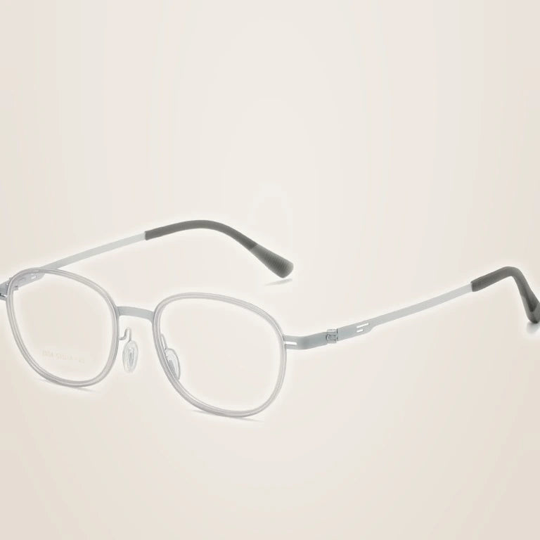 Kansept Unisex Full Rim Oval Round Steel Reading Glasses 72004 - 2004-LIGHT PURPLE / -400
