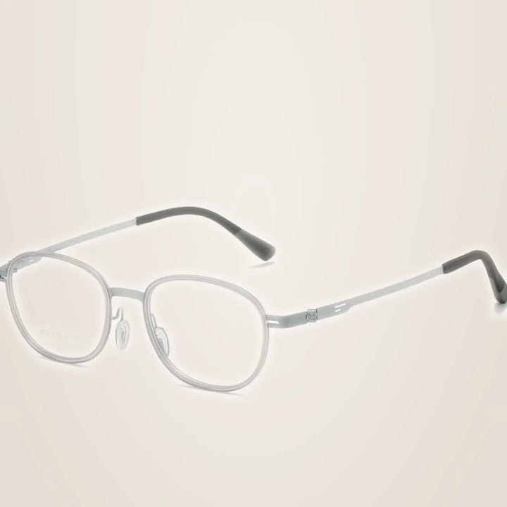 Kansept Unisex Full Rim Oval Round Steel Reading Glasses 72004 - 2004-LIGHT PURPLE / -400