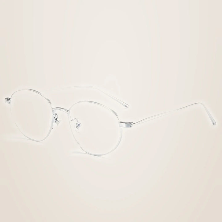 Kansept Unisex Full Rim Oval Titanium Reading Glasses 30886 - 30886 SILVER / CHINA / -400