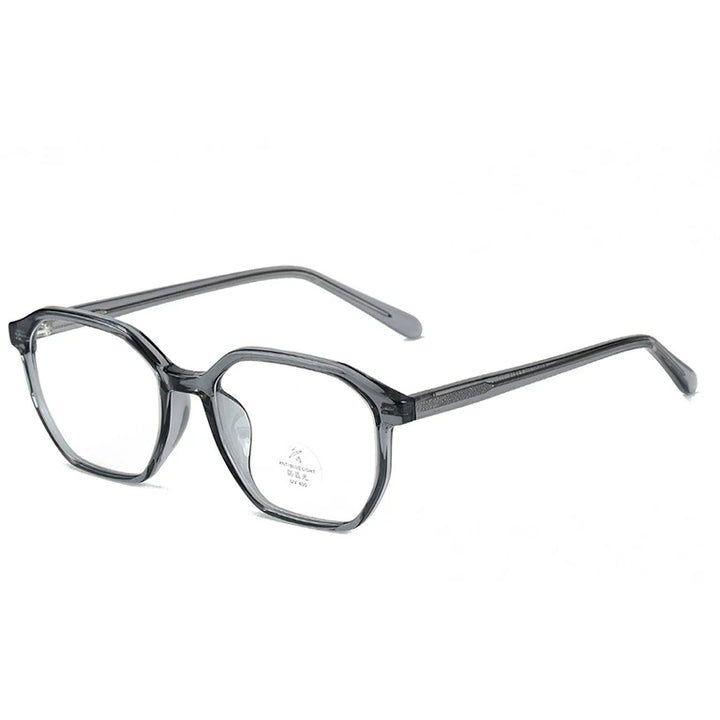 Kansept Unisex Full Rim Polygon Square Tr 90 Acetate Reading Glasses 29189 - K9189C2 GRAY / -300
