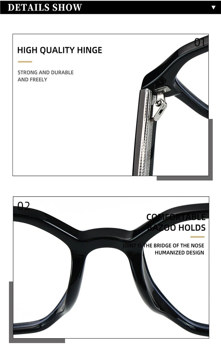 Kansept Unisex Full Rim Polygon Square Tr 90 Acetate Reading Glasses 29189 - Size Chart