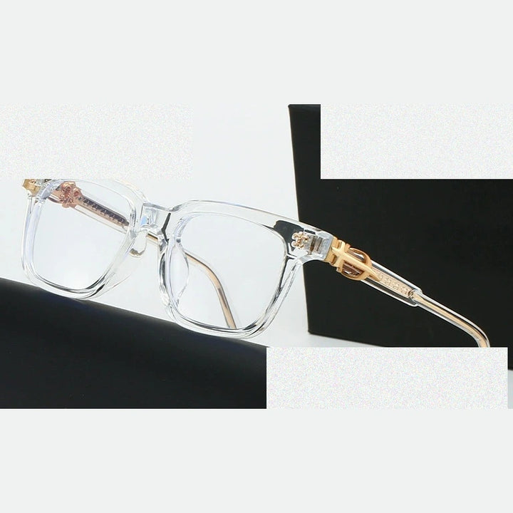 Kansept Unisex Full Rim Square Acetate Reading Glasses 25139 - 2513C5-CRYSTAL / -100