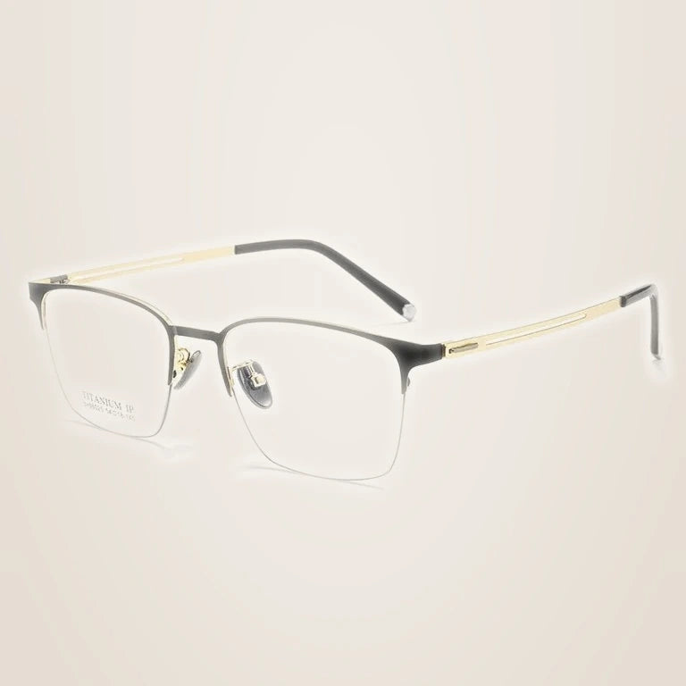Kansept Unisex Full Rim Square Alloy Reading Glasses 60625 - BX66025 BLACK GOLD / CHINA / +300