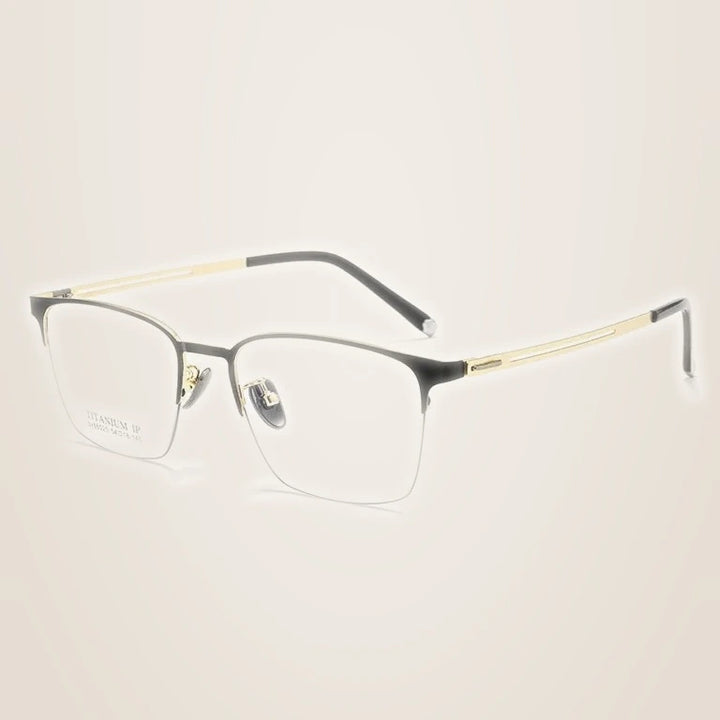 Kansept Unisex Full Rim Square Alloy Reading Glasses 60625 - BX66025 BLACK GOLD / CHINA / +300