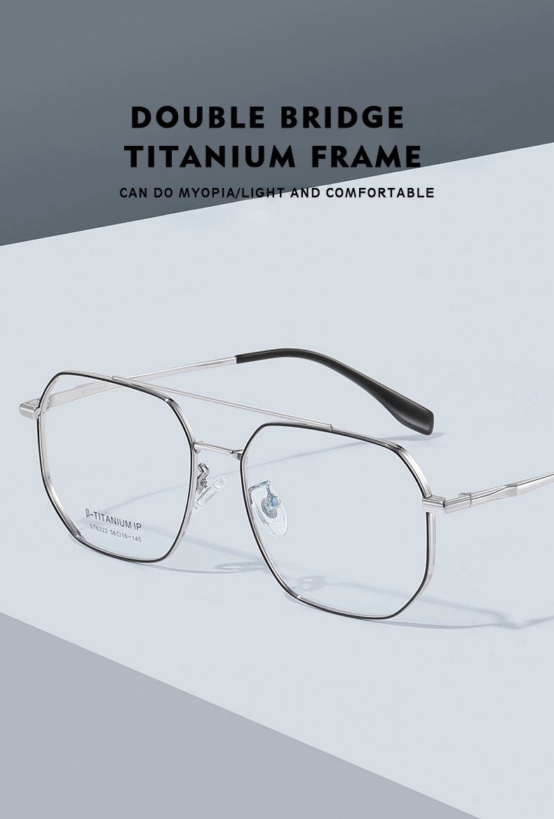 Kansept Unisex Full Rim Square Double Bridge Titanium Reading Glasses 6222 - Size Chart