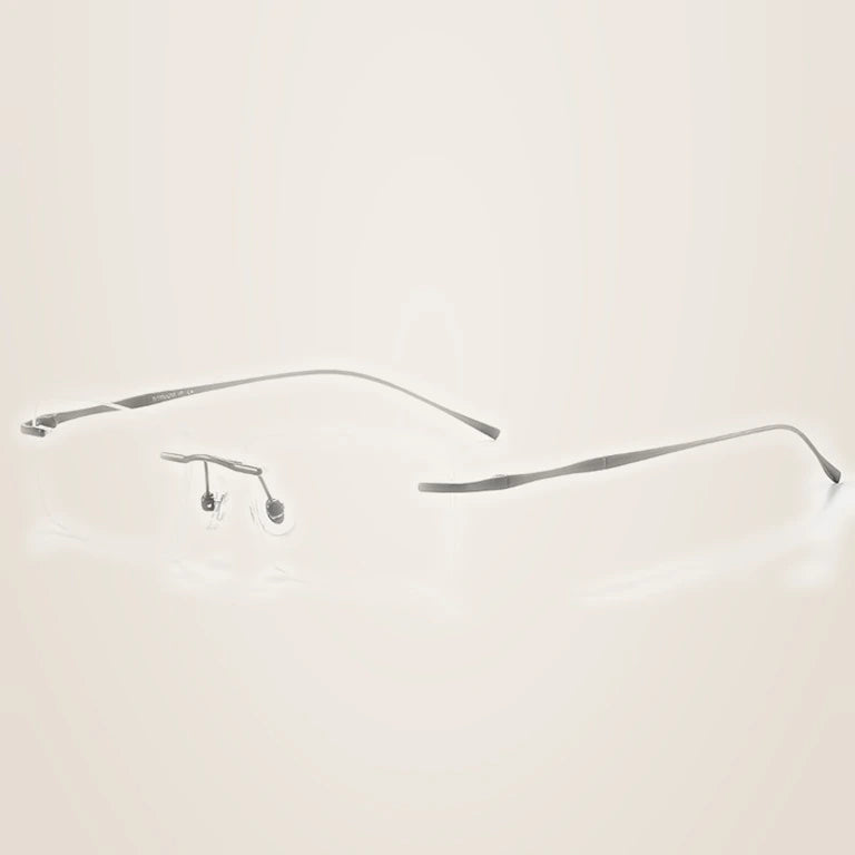 Kansept Unisex Rimless Square Polygon Titanium Reading Glasses 8911/12 - 8911 D BLACK / +150