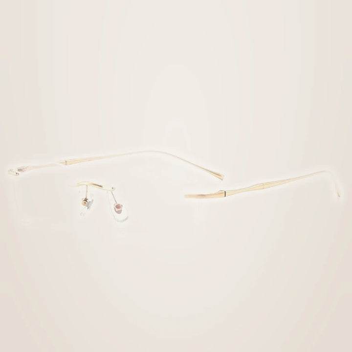 Kansept Unisex Rimless Square Polygon Titanium Reading Glasses 8911/12 - 8911 D GOLD / +350