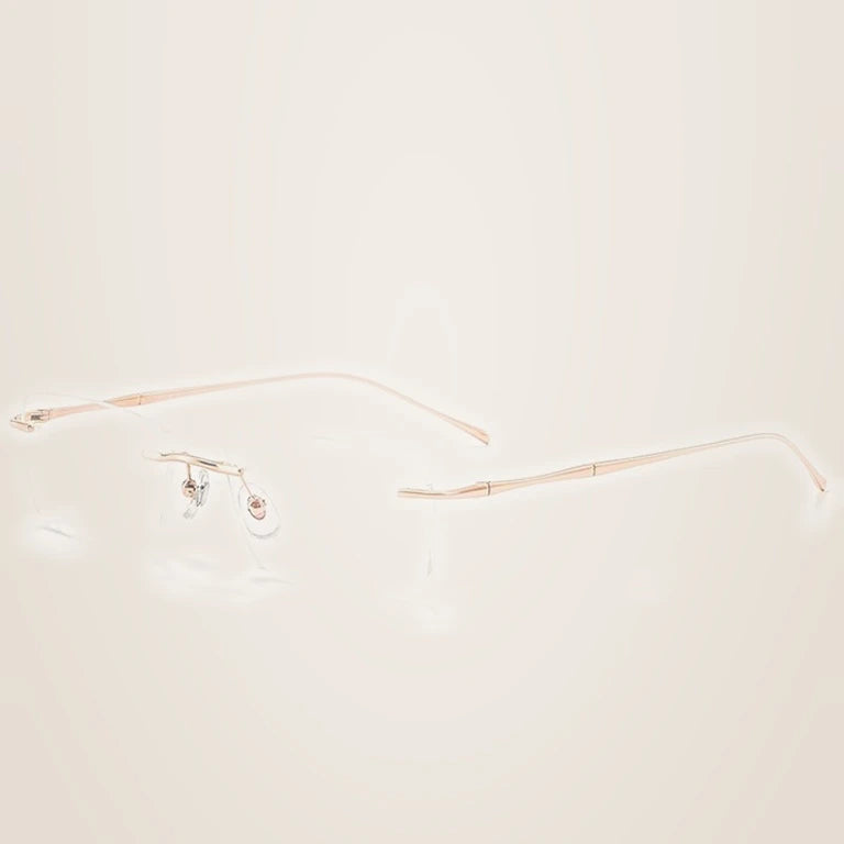 Kansept Unisex Rimless Square Polygon Titanium Reading Glasses 8911/12 - 8911 D ROSE GOLD / +200